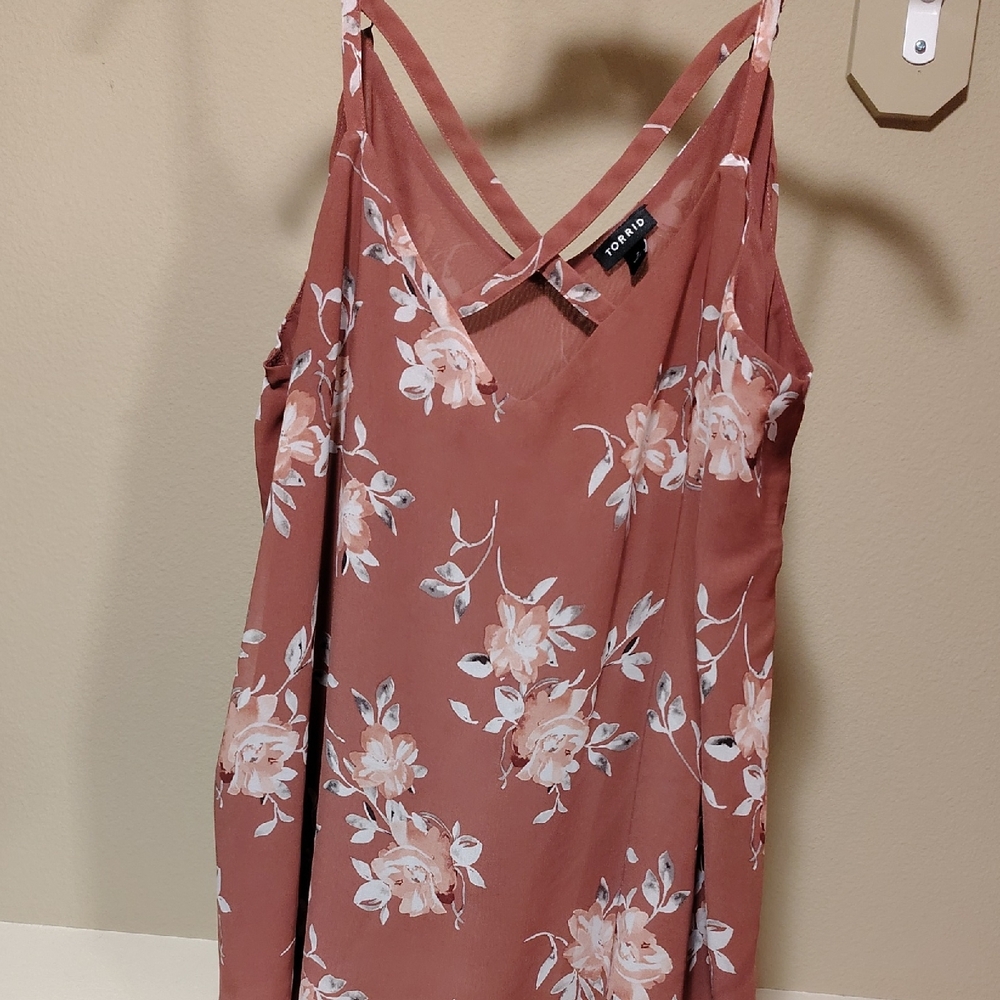 torrid dusty rose floral double-strap cami